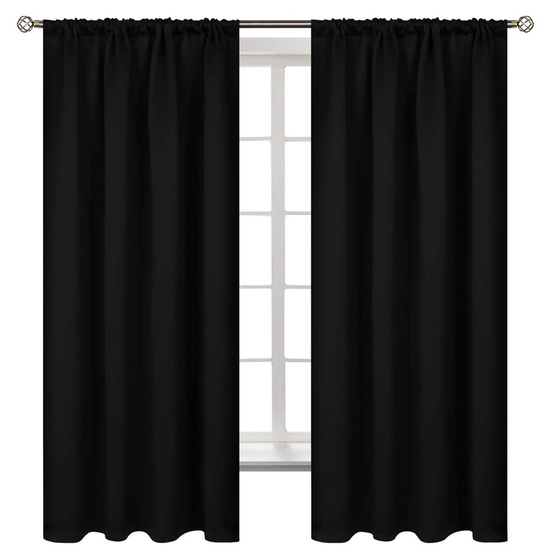 BGment Black Out Bedroom Curtains 63 Inch Length 2 Panels - Thermal Insulated Drapes with Rod Pocket Room Darkening Privacy for Living Room, 42 x 63 Inch - Image 1